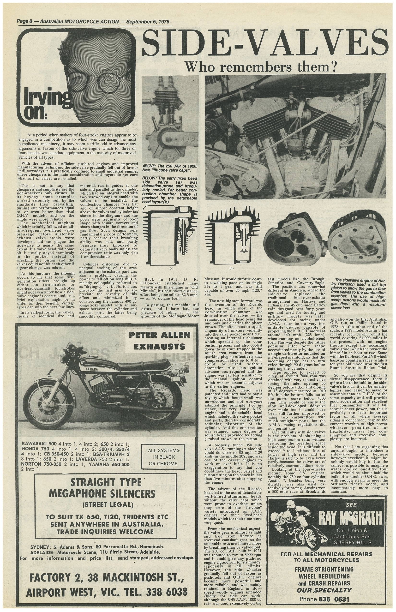 Aust Motor Ccycle News Sept '75 Phil Irving